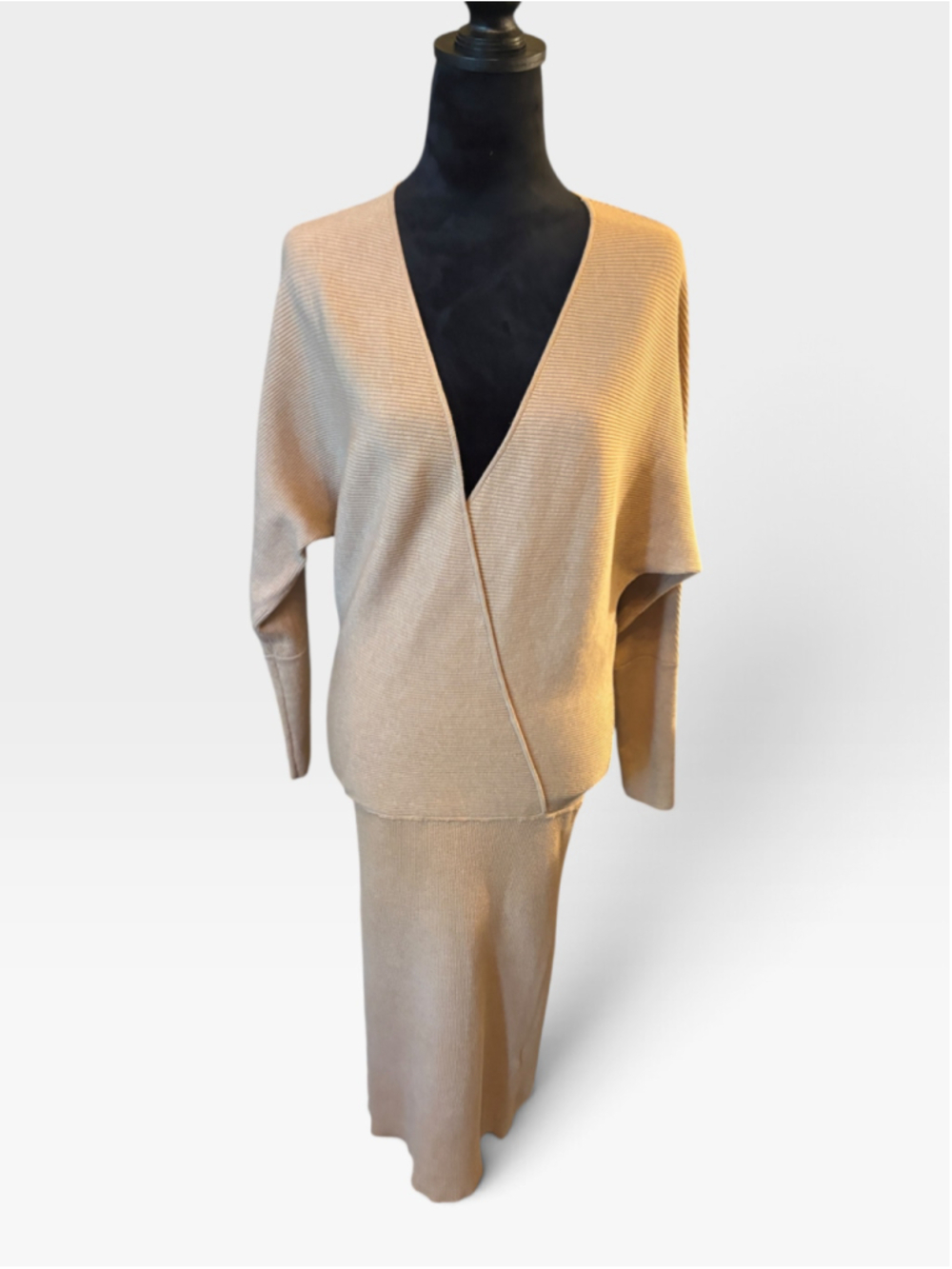 Banana Republic Beige V-Neck Sweater Long Dress - Size S